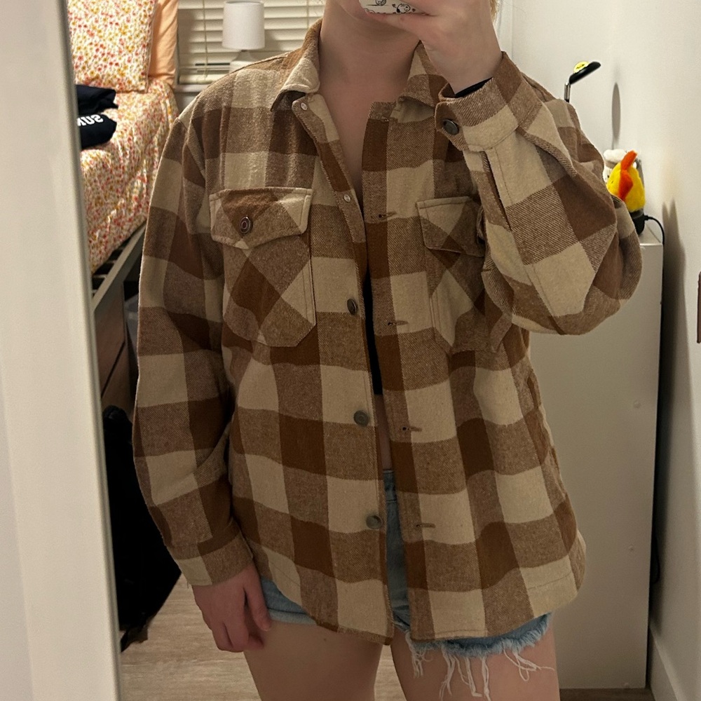 Velvet Heart Brown Plaid Flannel Jacket